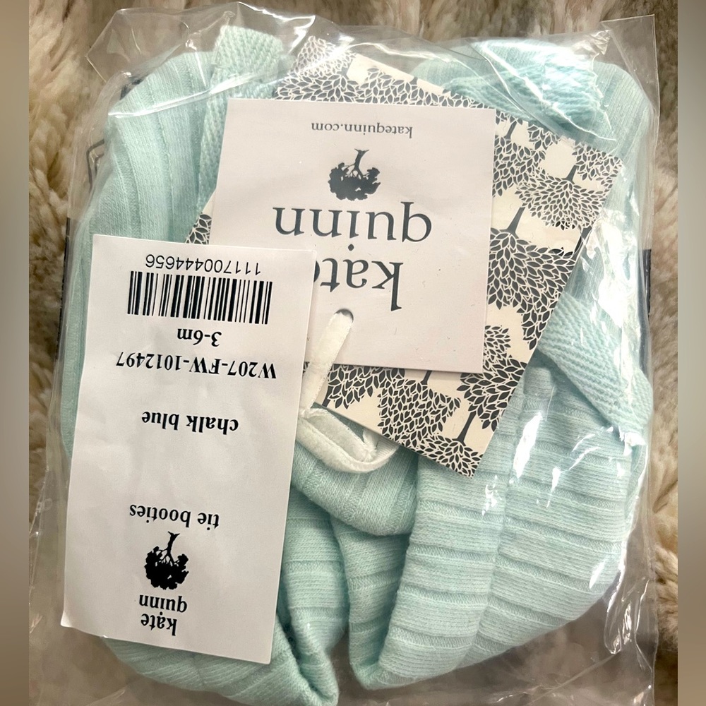 NWT Kate Quinn Tie Booties in Chalk Blue 0-3 Months